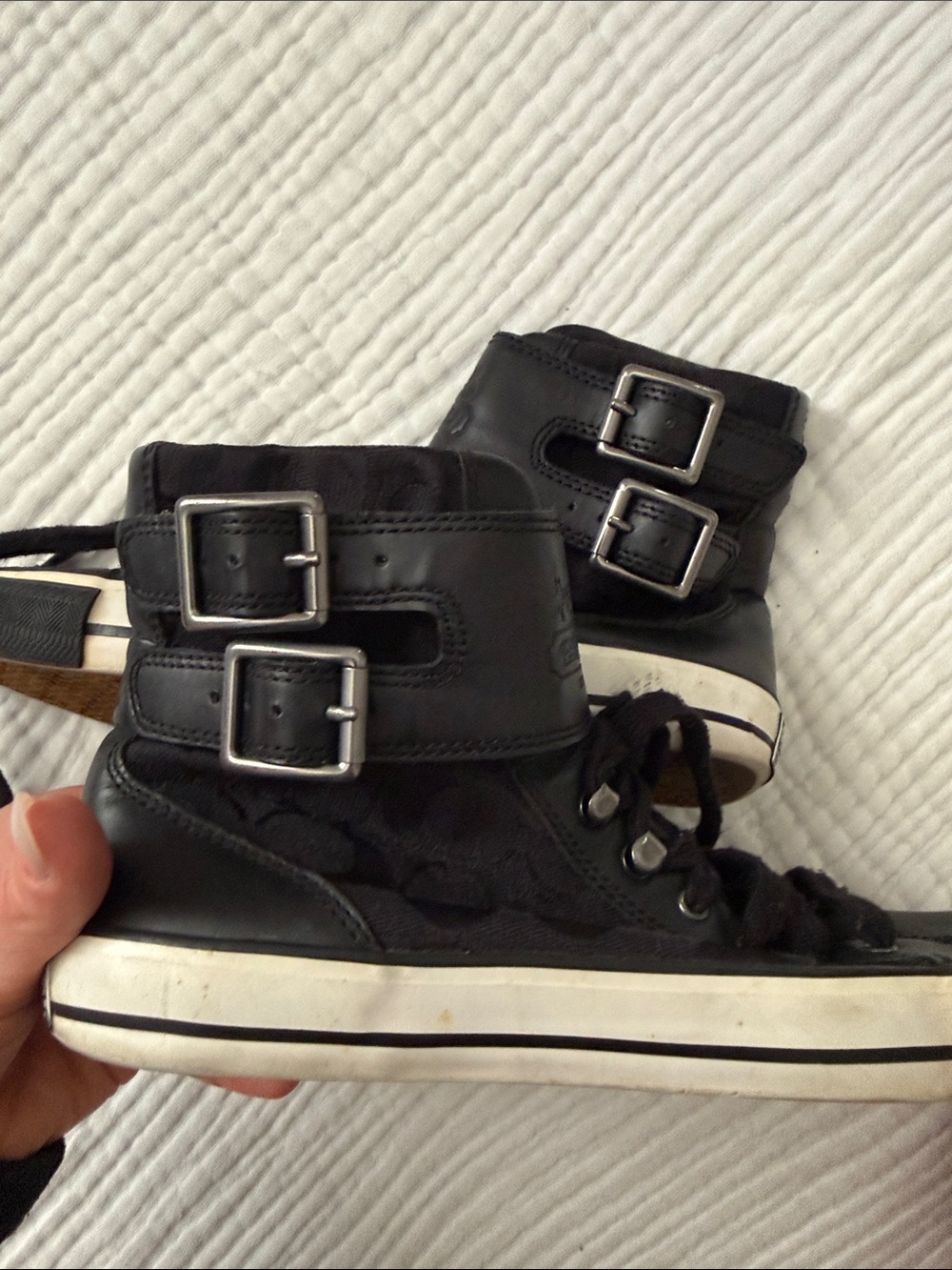 Coach Black High-Top Sneakers with Tassel and Buckle - Picture 6 of 8